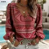 Camisa Casual de Manga Larga con Estampado Digital 3D para Mujer, Nueva, de Cuello en V, Transfronteriza Temu