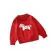 Ropa de Punto para Niños Año del Caballo Año Animal Ropa de Punto Roja 2026 Otoño e Invierno Nueva Ropa para Niños Ropa Festiva de Felicitaciones de Año Nuevo