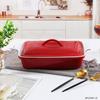 Horno de Microondas Amazon Personalizado Creativo Grande Plato para Queso Horneado Arroz Horneado con Tapa Plato para Hornear de Cerámica Binaural Cuadrado
