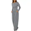 Colección de Invierno 2026 Amazon Otoño Color Sólido Espesado Polar Casual Europeo y Americano Manga Larga Pantalón Largo Conjunto de Dos Piezas Transfronterizo