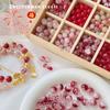 Cuentas de vidrio con grietas de hielo rojas para Año Nuevo, cuentas de bambú hechas a mano, collares, pulseras y accesorios de joyería.