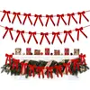 8 guirnaldas de lazos de terciopelo decoración vintage árbol de Navidad chimenea escalera pancarta colgante decoración de fiesta navideña