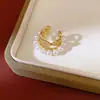 Brincos de Clipe de Pérola Dupla Camada com Zircônia Oval para Mulheres Sem Orelhas Furadas, Brincos Estilosos e Únicos com um Toque de Luxo Leve e de Alta Qualidade