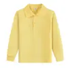 Camiseta de Manga Larga para Niños Otoño Uniformes Escolares Primarios y Secundarios Uniformes de Clase Cuello Polo Niños y Niñas Camisetas de Algodón Puro con Estampado