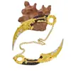 Juego Periférico Juguete de Metal Dragón Dorado de Cinco Garras Dientes Venenosos Luna Oscura Doble Punta Garra de Aleación Modelo Arma Giratorio