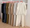 Estilo coreano Twist Zipper Knitted Cardigan terno Outono e Inverno Feminino Novo Elegante Suéter Casual Calças Retas Conjunto de Duas Peças