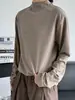 Camiseta masculina tendência estilo americano, gola alta discreta, manga longa, nova moda outono e inverno 2026, top casual para usar por baixo