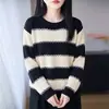 Suéter de punto a rayas con bloques de color estilo francés para mujer, nuevo modelo de otoño 2026, top único y versátil