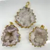 Venta caliente transfronteriza colgante rodaja flor de sol cristal natural con agujero borde ágata chapado colores irregular collar