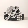 Cinto Tachado Multifurossos Estilo Americano Cinto Largo Versátil Unissex Personalidade Rock Balada Cinturão de Strass Caveira