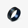 Moda europeia e americana simples multicolorido 8mm anel de titânio com ranhura atacado fosco escovado tendência anel de aço inoxidável masculino e feminino