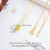 Conjunto de Joias Puzuo Cor Forte Retenção Dourado Areia Turquesa Trevo Colar, Brincos, Anel, Novo Estilo Chinês Luxo Leve Alto Padrão para Mulheres