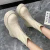 Botas Estilo Martin con Cremallera Trasera para Mujer, Nuevo Estilo Otoño 2025 Botas Individuales, Suela Gruesa que Aumenta la Altura Versátiles Botines Cortos Estilo Británico para Mujeres Petites