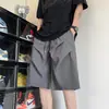 Bermudas de Trabalho Finas de Secagem Rápida para Homens, Design Plissado de Verão, Calças Meias Retas Acima do Joelho, Marca da Moda, Estilo Cool, Bermudas de Comprimento Cinco Sextos