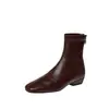Botas Femininas Slimming Estilo Coreano Chique para o Dia a Dia Tamanho Grande 40-42 Outono/Inverno 2026 Salto Baixo Robusto Bico Quadrado Delicado Botas de Cano Elástico