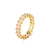Anillo de Joyería Popular de Moda Ins Europea y Americana Personalizado con Borde Incrustado de Circonita Anillo de Acero Inoxidable Chapado en Oro de 18K con Circonita de Diamante Completo para Mujer