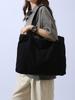 Bolsa de Lona Casual Simple de Gran Capacidad Bolso de Hombro para Mujer Bolso Tote Retro de Color Sólido