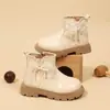 Botas Estilo Martin para Niñas 2025 Otoño/Invierno Nuevo Estilo Forradas de Felpa Cálidas Botines Cortos para Niños Elegantes Zapatos de Princesa Botas de Suela Suave para Niñas
