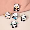 Design original Sports Panda Broche Fitness Halterofilismo Artes marciais Halteres Bonito Desenho Animado National Tide Souvenir Acessórios