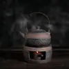 Estante de exhibición antiguo chino modelo de casa de sala de té gabinete de té adornos tetera de té tarro sellado de cerámica tetera de barro cocido juego de té
