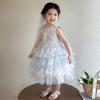 Vestido Infantil Verão 2025 Novo Vestido Princesa Estilo Oeste Infantil Vestido Super Fada de Malha para Bebê Vestido de Apresentação