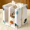 Caja para pastel de cumpleaños caja de embalaje 6 pulgadas 6 pulgadas 8 pulgadas 10 pulgadas 12 pulgadas cuadrada elevada pintura al óleo translúcida Nuevo