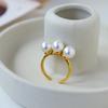 Anillo de Perlas Retro Francés para Mujer Nicho de Alta Gama Lujo Ligero Moda Exquisito Diseño Versátil Sentido Anillo Abierto Anillo