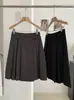Falda plisada de traje KEKEZOON, falda de longitud media, nuevo estilo de otoño, falda de cinco puntos, cintura alta, falda de línea A adelgazante, falda de longitud media 8457