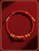 Pulseira de Fio Vermelho do Zodíaco para Homens e Mulheres, Par, Joia Dourada com Contas, Fio Vermelho da Sorte, Pulseira Trançada Artesanal Venda por Atacado
