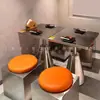 Mesas e Cadeiras para Restaurante de Hot Pot Estilo Industrial, Mesas para Cafeteria Famosa na Internet, Sofás, Mesas Redondas, Mesas de Centro, Mesas e Banquetas de Jantar de Aço Inoxidável de Luxo Leve