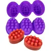 Em estoque molde de silicone para sabão de massagem de 3 furos escova de massagem com triplo relevo oval molde para sabão artesanal DIY