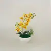 Filme com Toque de Mão Vaso Nuvem Orquídea Saltitante e Crisântemo em Vaso Decoração de Sala de Estar Doméstica Mini Flores Artificiais Falsas Ornatos de Plantas Verdes Bonsai
