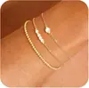 Design de Novo Produto 2024 Pulseira em Camadas com Contas de Pérola Artificial Amor Aço Inoxidável Pulseira Ajustável Temperamento Elegante Mulheres