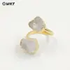 WT-R495 anillo clásico de amatista natural y turmalina negra en grava Open Británico exportación joyería popular