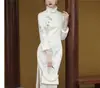 Nuevo Estilo Chino Mejorado Cheongsam Vestido Nuevo Mujer Manga Larga Invierno Forrado de Felpa Invierno Largo Elegante Ropa de Mujer Otoño e Invierno