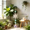 Pingente pequeno de cascalho de pedra bruta natural, sino dos ventos artesanal para jardim, decoração interna, ornamento de cristal para pendurar