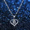 Collar de plata de ley s925 con colgante de corazón eterno para mujer, cadena de clavícula de moissanita, regalo de San Valentín para mujer.