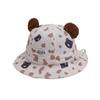 Chapéu de Bebê Primavera e Outono Super Fofo Urso Cordão Ajustável Proteção Solar Chapéu de Pescador Bebê Recém-nascido Proteção Solar Chapéu de Bacia