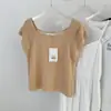 Suéter de Tricô Guangzhou Ruiyi Lyocell Tencel + Linho para Mulheres 2026 Primavera/Verão Novo Estilo Elegante Emagrecedor Manga Curta