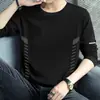[Destaque] Camiseta Fina de Manga Longa de Outono para Homens, Elástica, Secagem Rápida, Caimento Solto, Camiseta Básica Casual Tendência com Gola Redonda