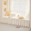 Cojín de Ventana Abuhardillada de Color Sólido, Estilo Princesa, con Estrellas, Doble Falda, a la Moda y Sencillo, Adecuado para Todas las Estaciones, Cojín con Borde de Encaje Antideslizante