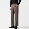 Calças de Lã Tendência Outono e Inverno para Homens, Calças de Corte Reto Slim de Alta Qualidade, Calças Business Casual, Calças Masculinas, Calças de Nove Pontos