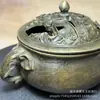 Quemador de Incienso Doble Oreja de Cobre Puro Retro Antiguo con Tallado de Loto Hueco, Quemador de Incienso, Suministros para Ceremonia del Té, Adorno de Moda