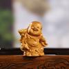 Talla de Boj del Buda Maitreya con Rostro Sonriente, Simbolizando Fortuna, Prosperidad, Longevidad y Felicidad, en un Nuevo Estilo Chino, Decoración para el Hogar de Madera Maciza, Adorno de Mano, Decoración de Escritorio