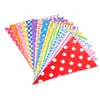 Banderines triangulares coloridos para fiesta de cumpleaños de bebé, pancartas de decoración para jardín de infantes, banderines triangulares de colores, en stock del fabricante