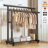 Perchero de pie para dormitorio, uso doméstico, perchero de doble barra engrosada, perchero simple, estante de almacenamiento de ropa