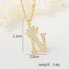 Accesorios de Collar con Letra de Zirconia Incrustada de Cobre Nuevo Transfronterizo Hip-Hop Doble Capa Corona Colgante de 26 Letras Inglesas
