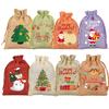 Novas Sacolas de Juta com Cordão de Natal Transfronteiriças 2025, Sacolas de Lona Grossa para Presente e Doces, Conjunto de Sacolas de Presente de Natal