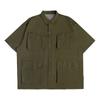 Camisa de manga curta estilo japonês para trabalho, masculina, verão, moda plus size, solta, preta, casual, meia manga, camisa com bolsos grandes