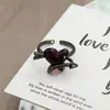 Anillo de Luna Corazón Estilo Gótico Oscuro Circonita Mariposa Punk Nicho Versátil Elegante Retro Anillo Apilable para Mujeres